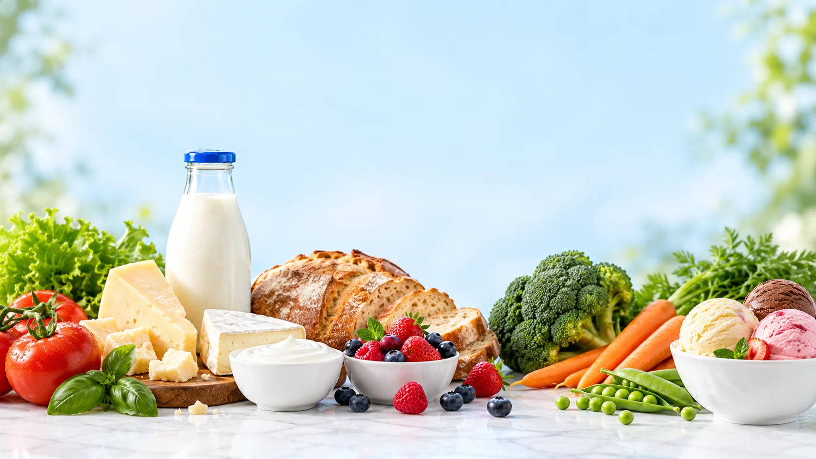 Produse alimentare, lapte, brânzeturi, legume și înghețată